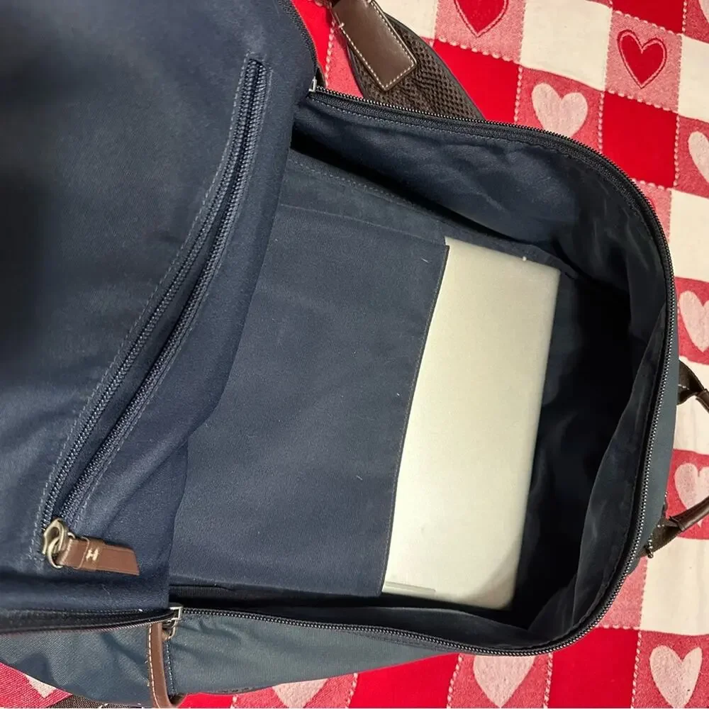 Coach Unisex Canvas Laptop Backpack in Red and Navy